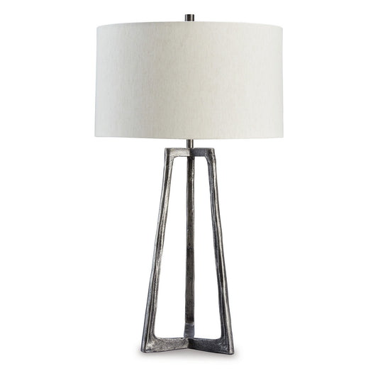 Nila 35 Inch Table Lamp Pewter Gray Metal Base 3 Way Switch Drum Shade