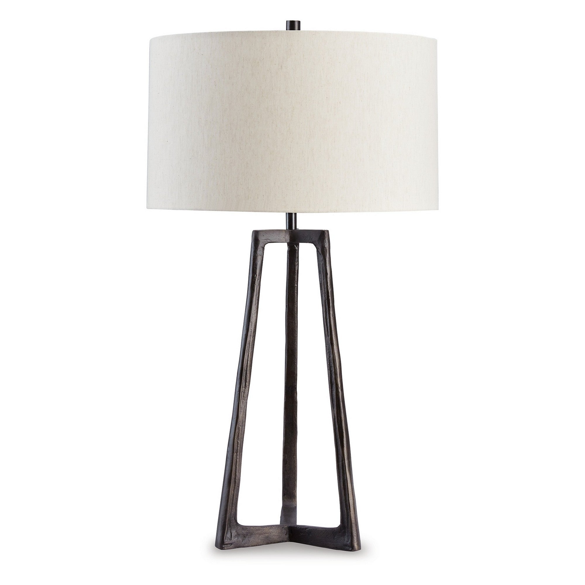 Nila 35 Inch Table Lamp Antique Black Metal 3 Way Switch Drum Shade-zoom-1