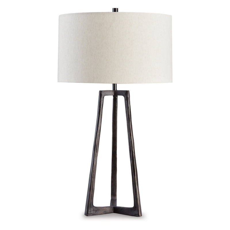 Nila 35 Inch Table Lamp Antique Black Metal 3 Way Switch Drum Shade-zoom-