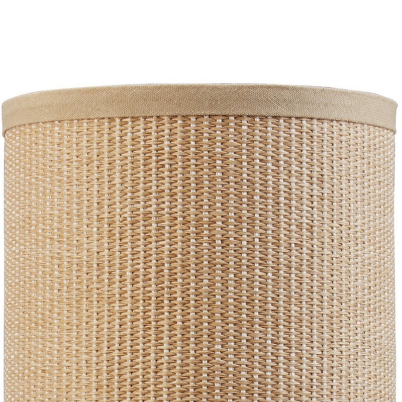 17 Inch Table Lamp Tall Hardback Woven Design Shade Wood Tripod Stand-zoom-