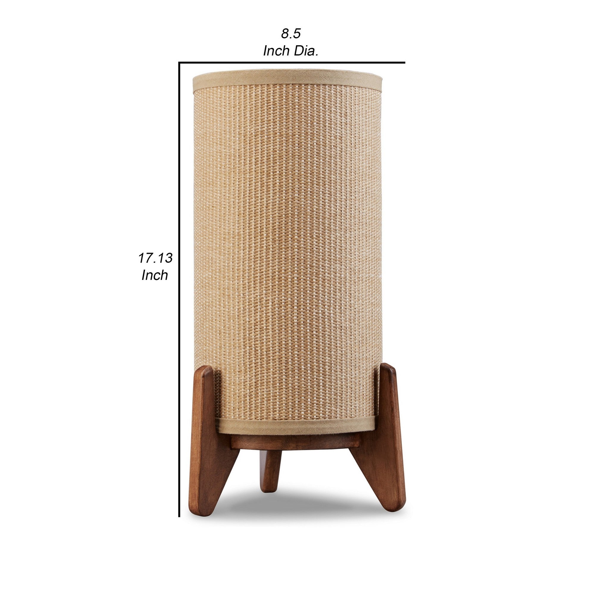 17 Inch Table Lamp Tall Hardback Woven Design Shade Wood Tripod Stand-zoom-5