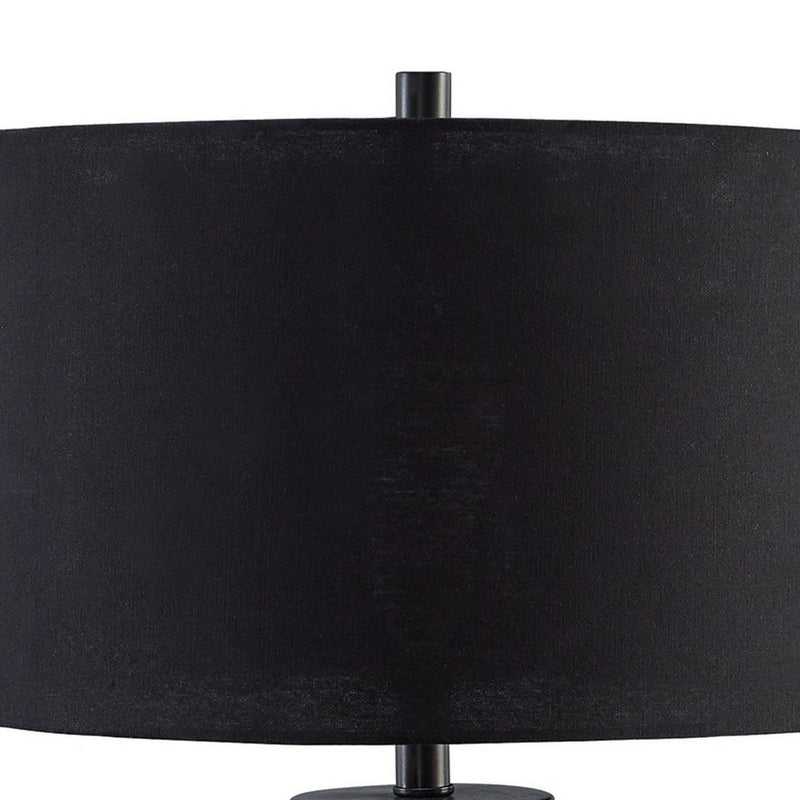 30 Inch Modern Table Lamp Cylindrical Brass Metal Base Black Drum Shade-zoom-