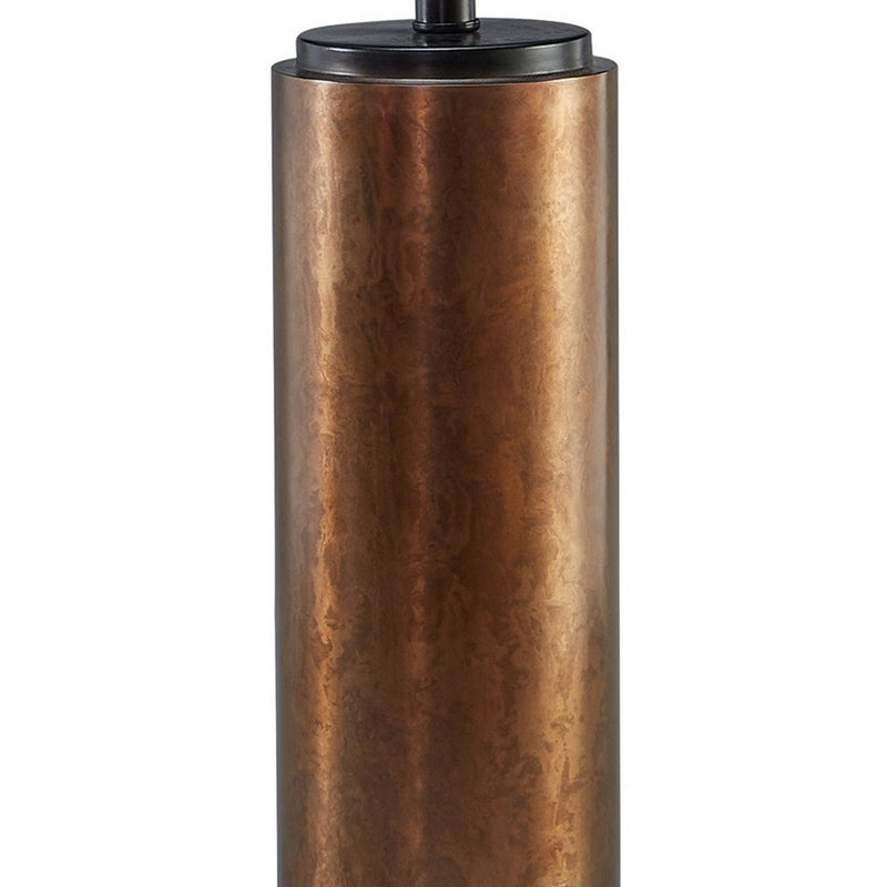 30 Inch Modern Table Lamp Cylindrical Brass Metal Base Black Drum Shade-zoom-