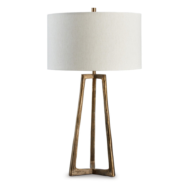 Nila 35 Inch Table Lamp Antique Brass Metal 3 Way Switch Drum Shade-zoom-