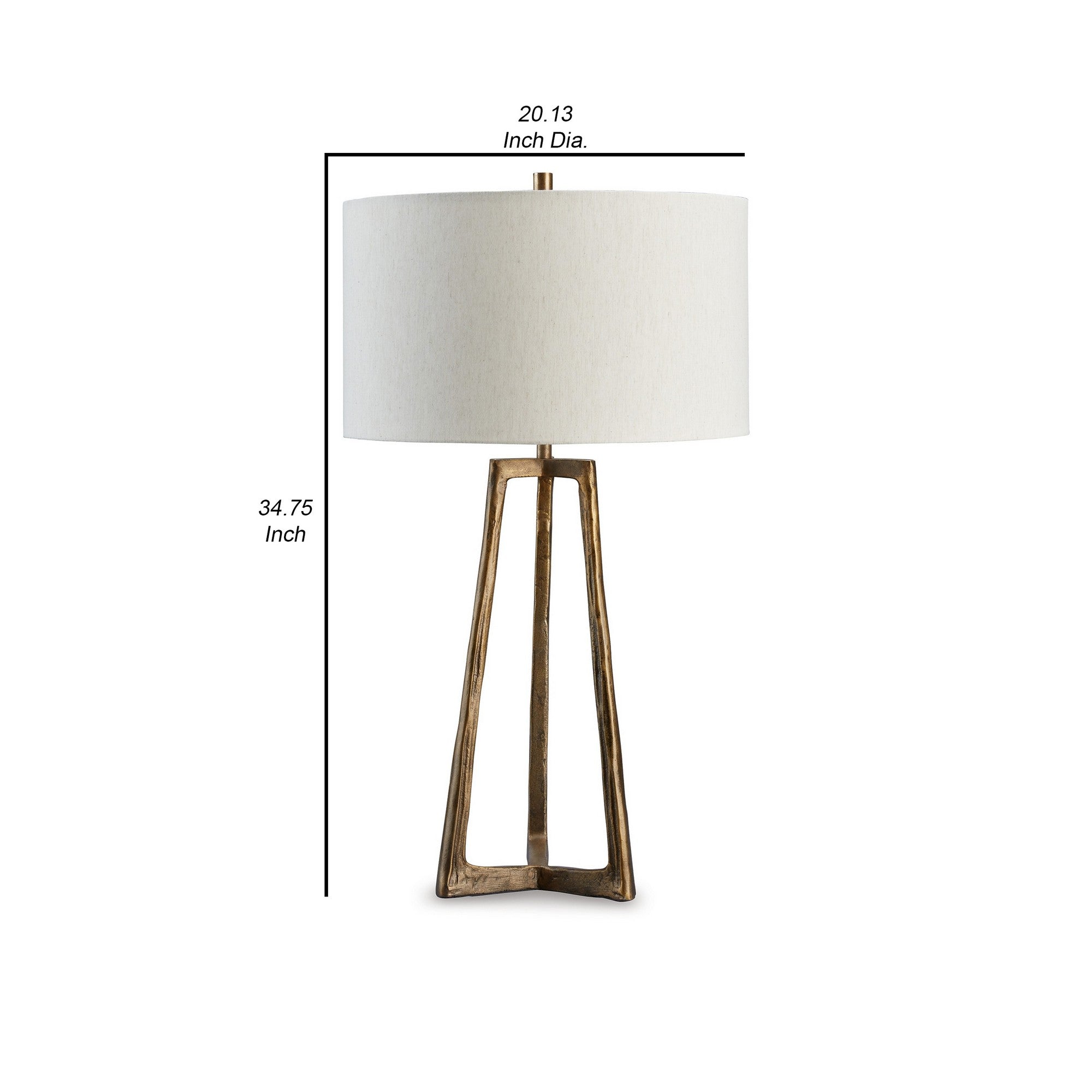 Nila 35 Inch Table Lamp Antique Brass Metal 3 Way Switch Drum Shade-zoom-5