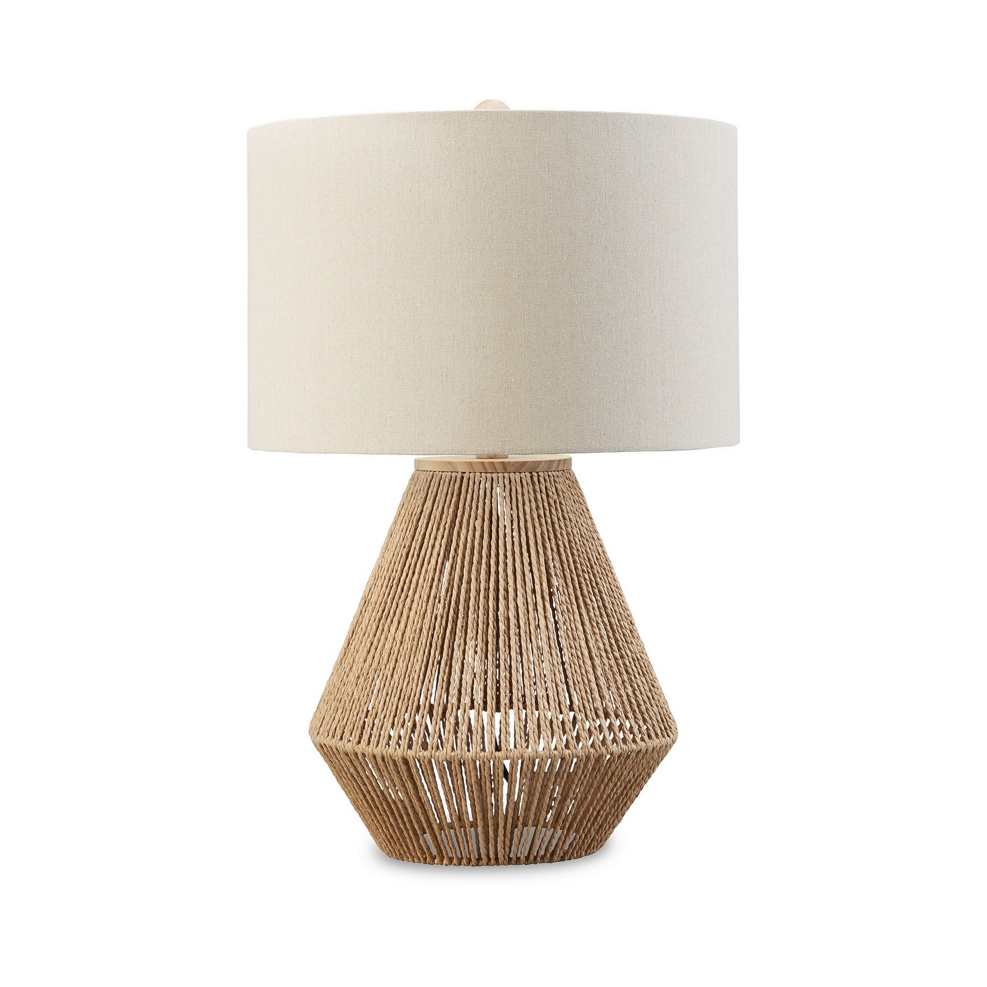24 Inch Bohemian Table Lamp Paper Rope Hardback Fabric Shade Brown-zoom-1