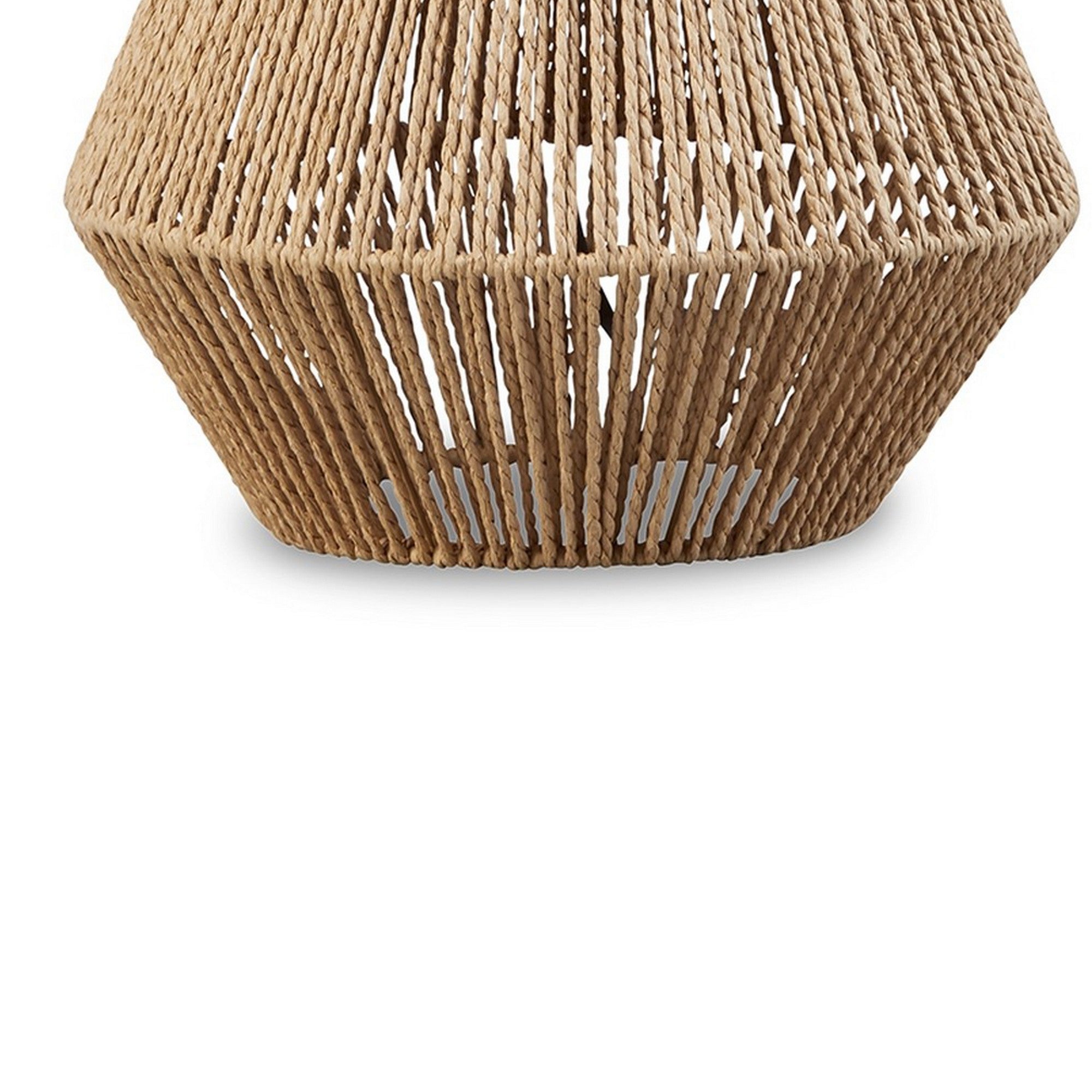 24 Inch Bohemian Table Lamp Paper Rope Hardback Fabric Shade Brown-zoom-4