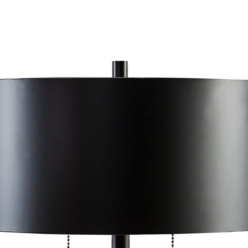 Kien 24 Inch Modern Table Lamp Black Metal Drum Shade Gold Toned Base-zoom-