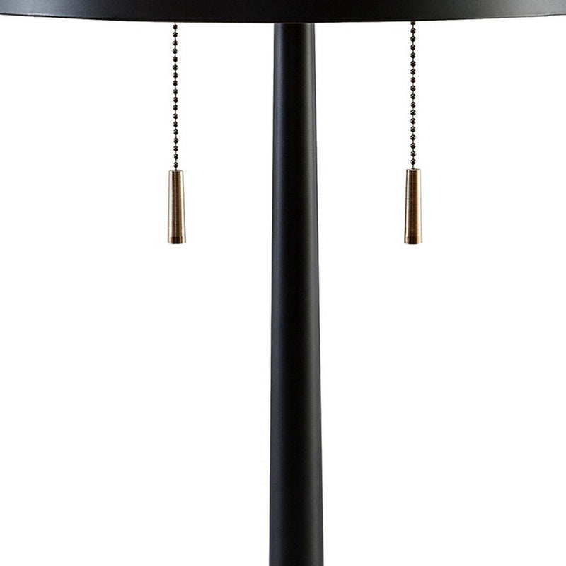 Kien 24 Inch Modern Table Lamp Black Metal Drum Shade Gold Toned Base-zoom-