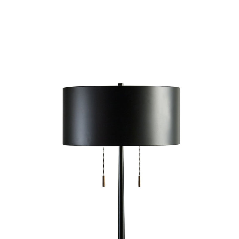 Kien 60 Inch Modern Floor Lamp Black Metal Drum Shaped Shade Gold Base-zoom-