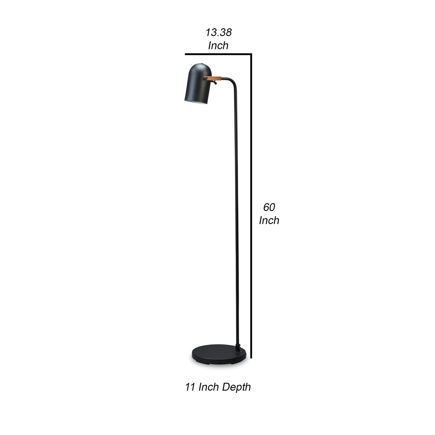 60 Inch Metal Floor Lamp Curved Design Stand Adjustable Dome Lampshade