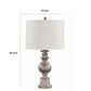 28 Inch 3 Way Table Lamp Fabric Drum Shade Vintage Gold Metal Base