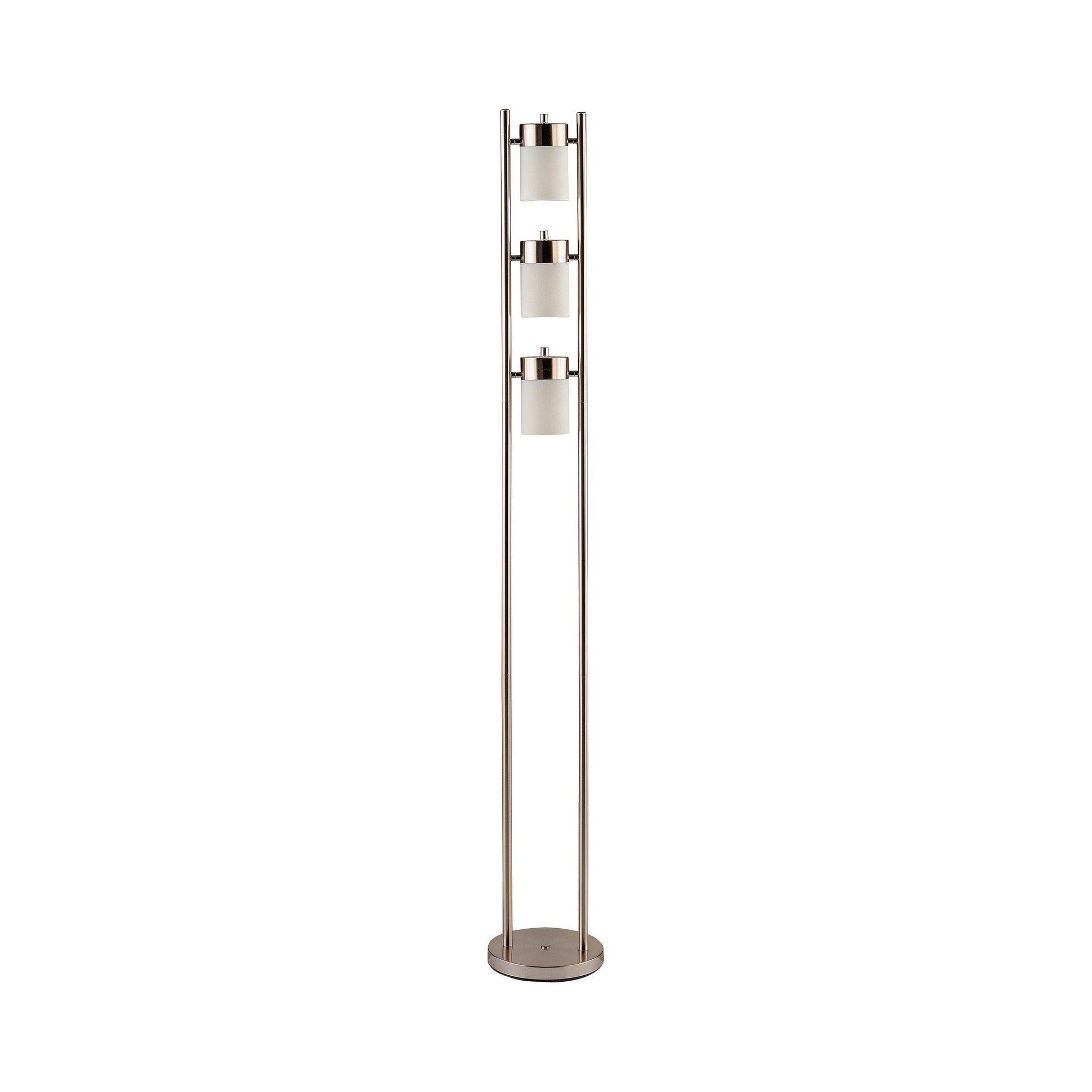 65 Inch Silver Floor Lamp 3 Horizontal Swivel Lights Frosted Glass Shade-zoom-1
