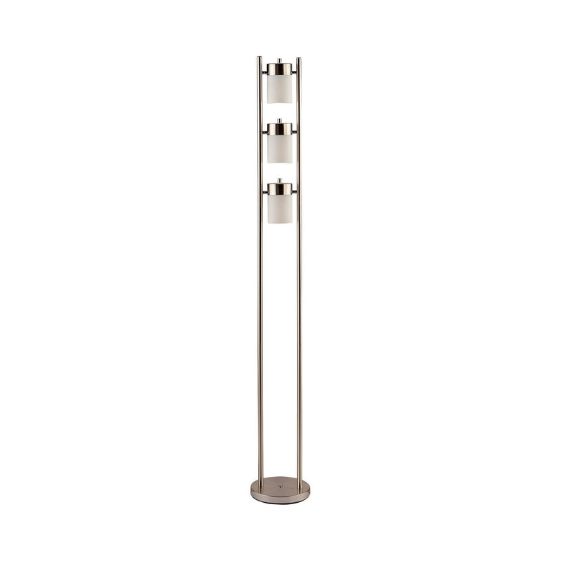 65 Inch Silver Floor Lamp 3 Horizontal Swivel Lights Frosted Glass Shade-zoom-