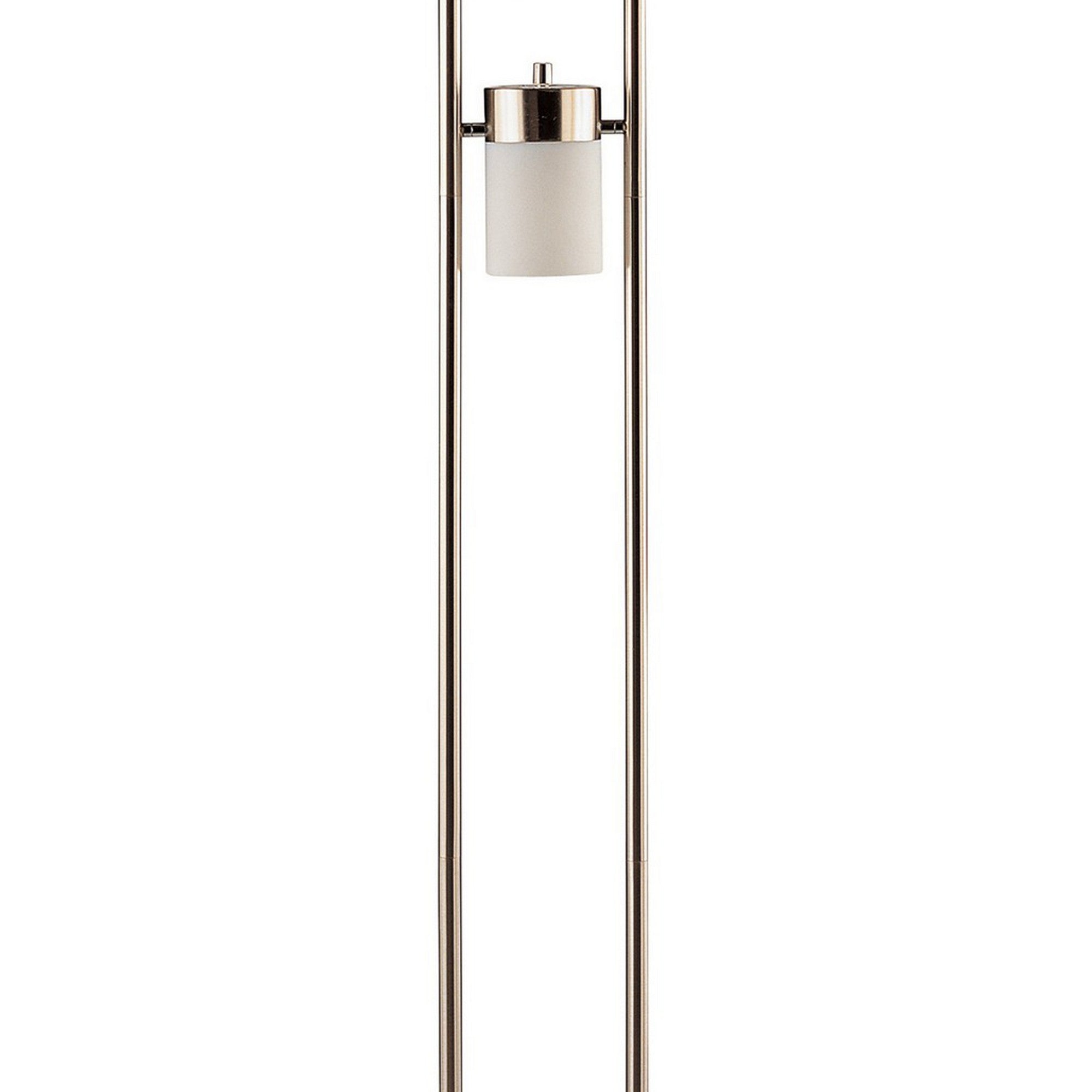 65 Inch Silver Floor Lamp 3 Horizontal Swivel Lights Frosted Glass Shade-zoom-2