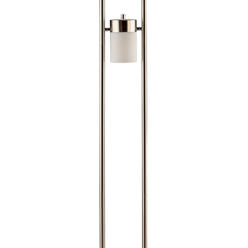 65 Inch Silver Floor Lamp 3 Horizontal Swivel Lights Frosted Glass Shade-zoom-