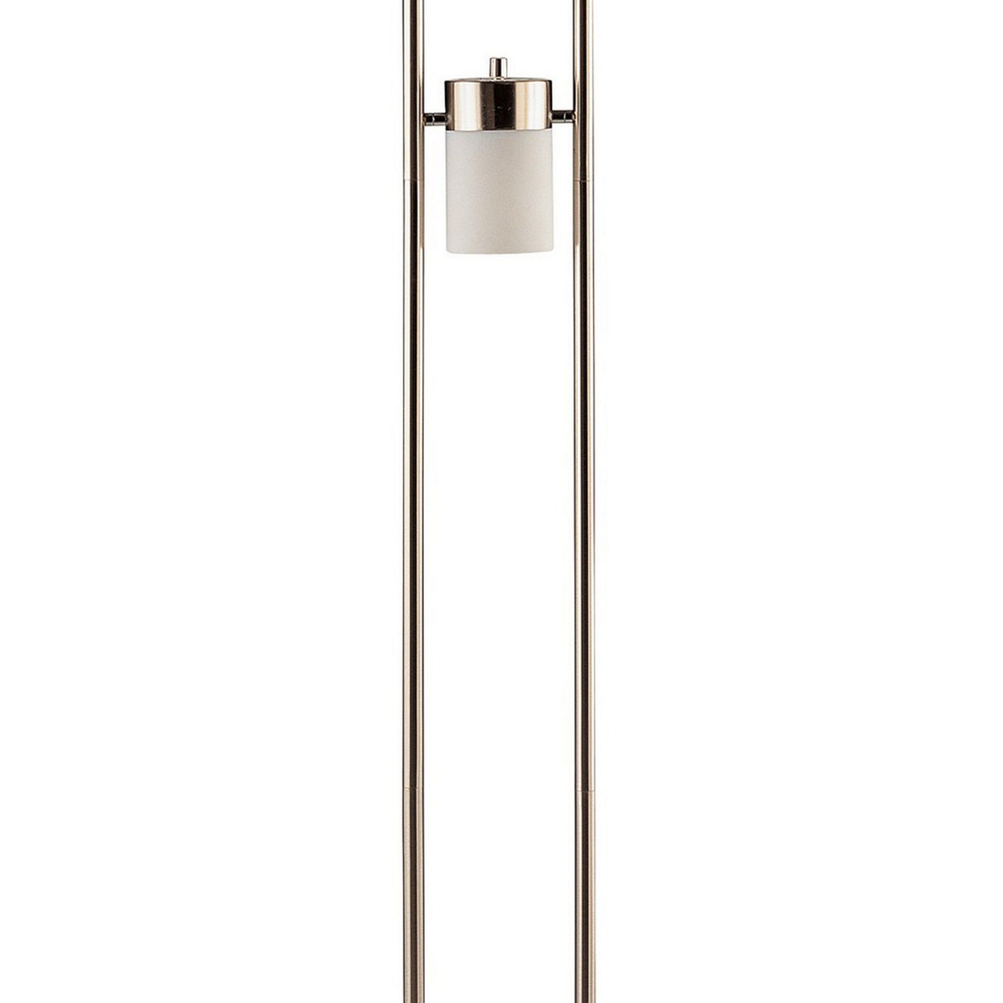 65 Inch Silver Floor Lamp 3 Horizontal Swivel Lights Frosted Glass Shade