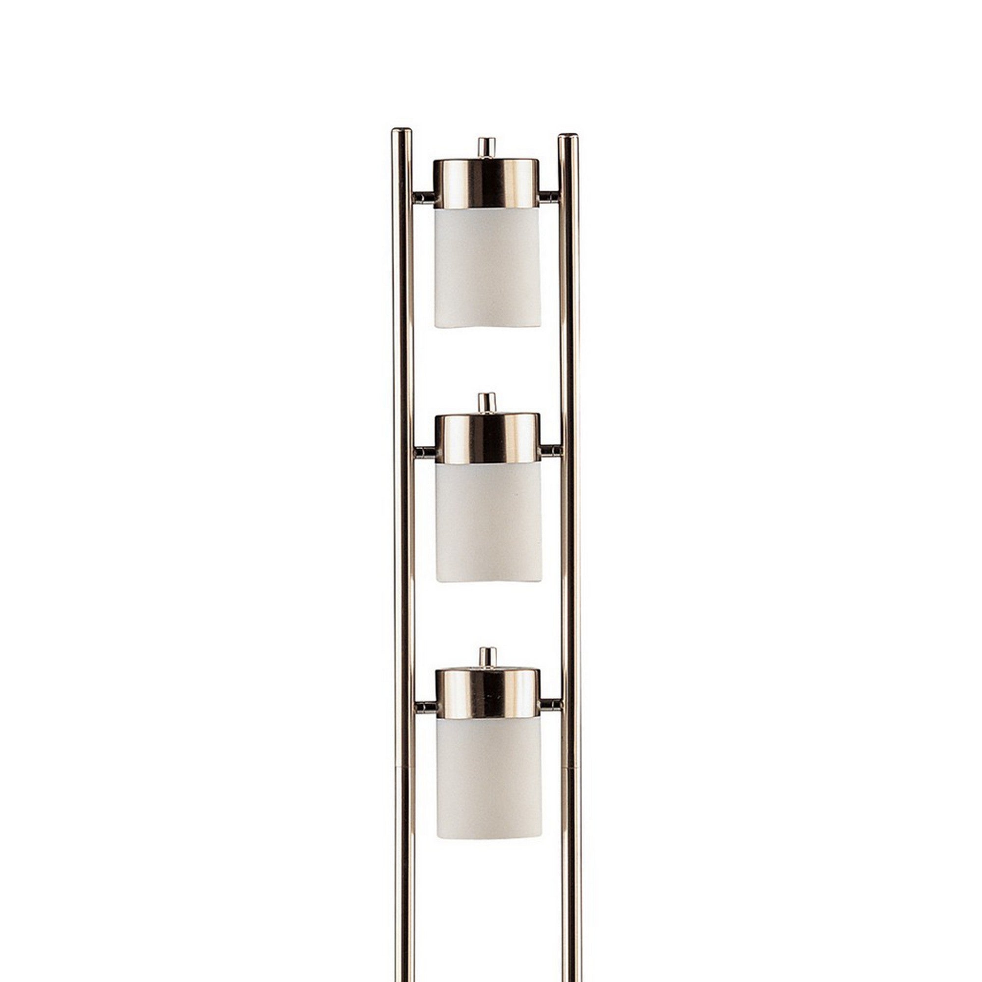 65 Inch Silver Floor Lamp 3 Horizontal Swivel Lights Frosted Glass Shade-zoom-3