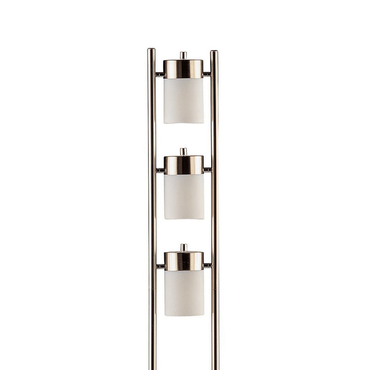 65 Inch Silver Floor Lamp 3 Horizontal Swivel Lights Frosted Glass Shade
