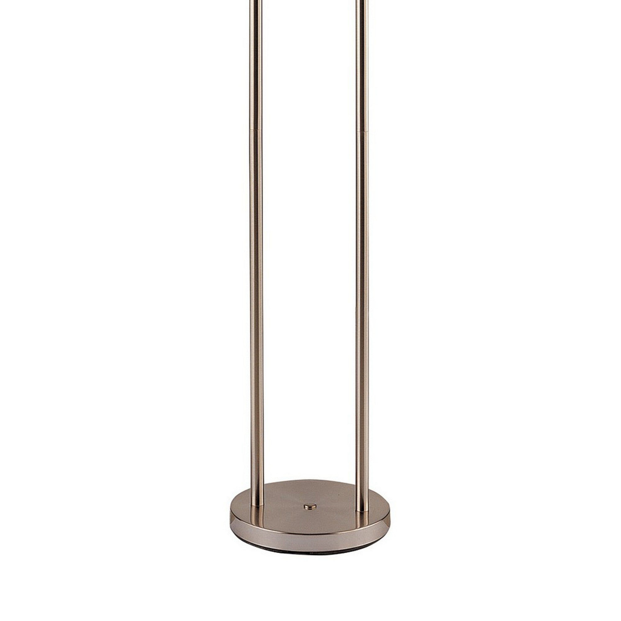 65 Inch Silver Floor Lamp 3 Horizontal Swivel Lights Frosted Glass Shade-zoom-4