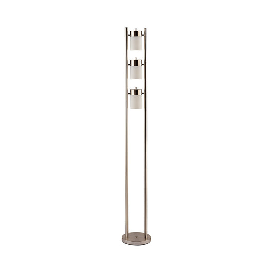 65 Inch Silver Floor Lamp 3 Horizontal Swivel Lights Frosted Glass Shade