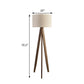 71 Inch Floor Lamp Drum Shade Wood Tripod Stand Rough Hewn Texturing