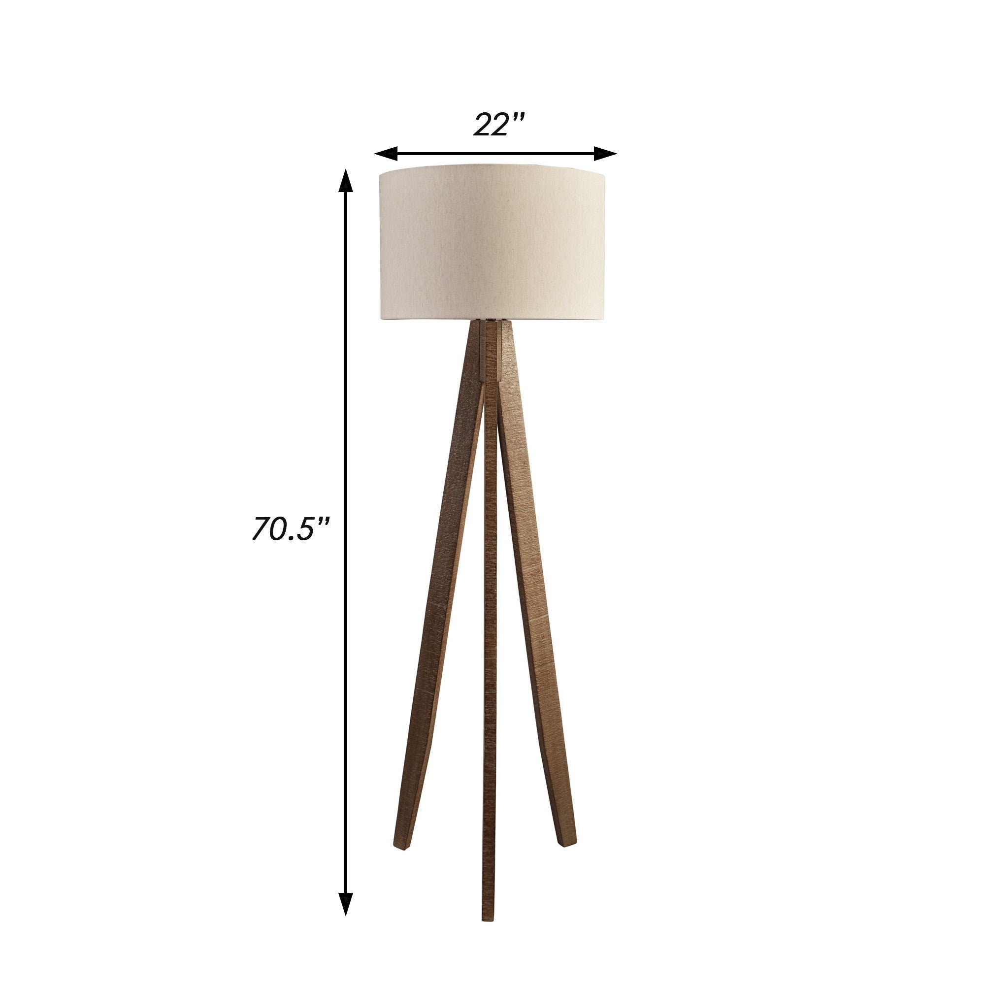 71 Inch Floor Lamp Drum Shade Wood Tripod Stand Rough Hewn Texturing-zoom-5