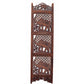 Hand Carved Elephant Design Foldable 4 Panel Wooden Room Divider, Brown