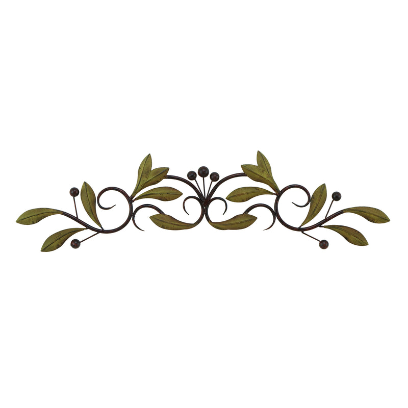 32 Inch Olive Branch Metal Wall Decor Green And Brown-zoom-
