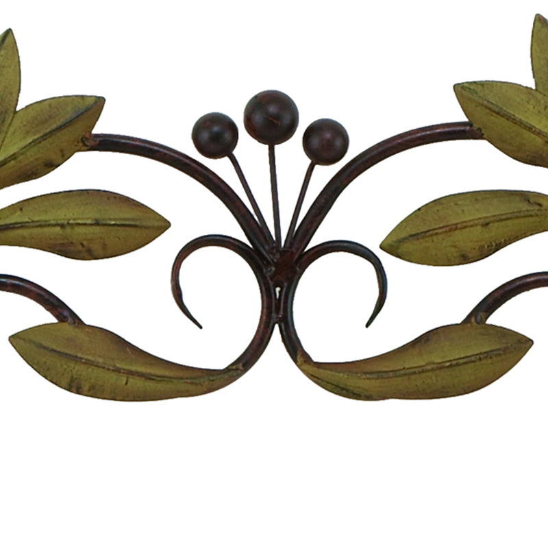 32 Inch Olive Branch Metal Wall Decor Green And Brown-zoom-