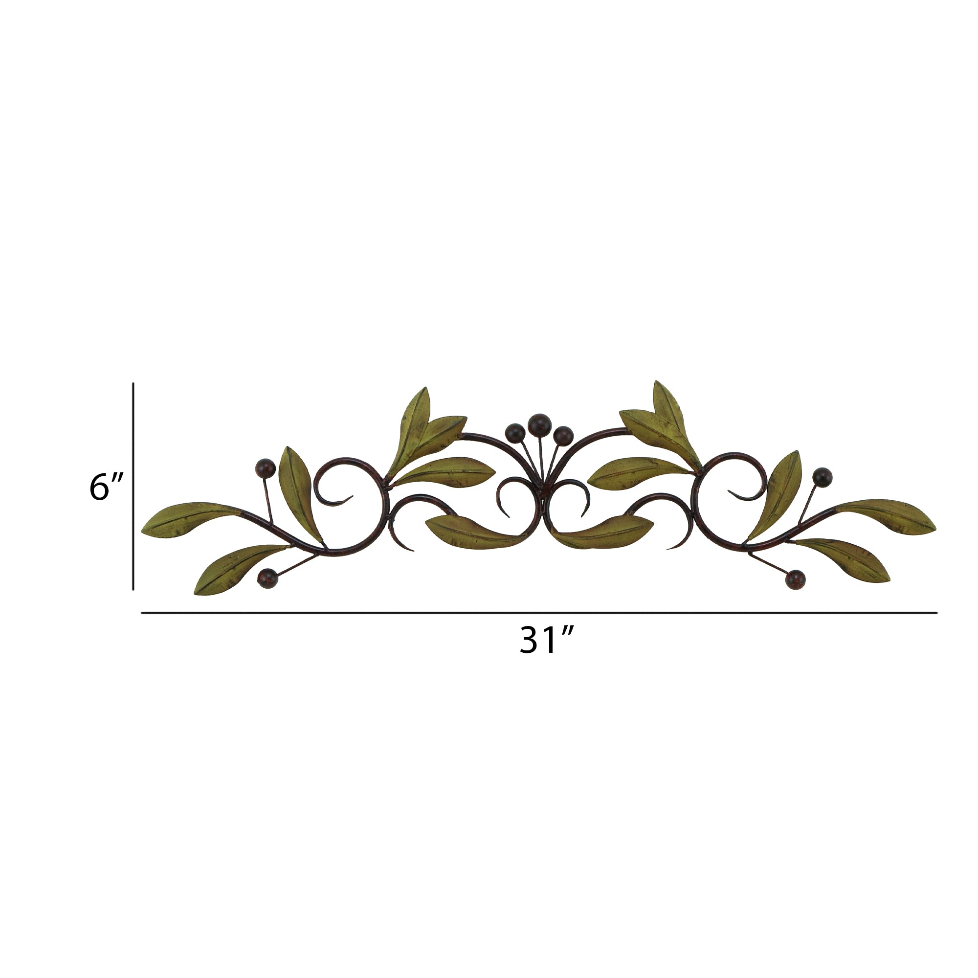 32 Inch Olive Branch Metal Wall Decor Green And Brown-zoom-4
