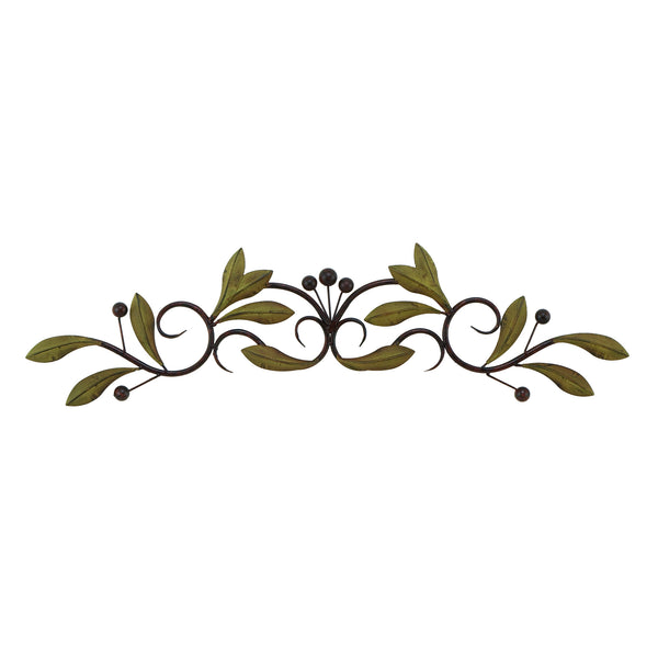 32 Inch Olive Branch Metal Wall Decor Green And Brown