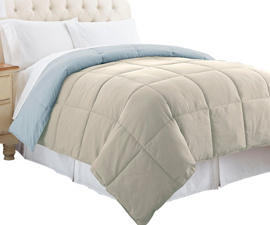 Genoa Twin Size Box Quilted Reversible Comforter The Urban Port Gray And Blue