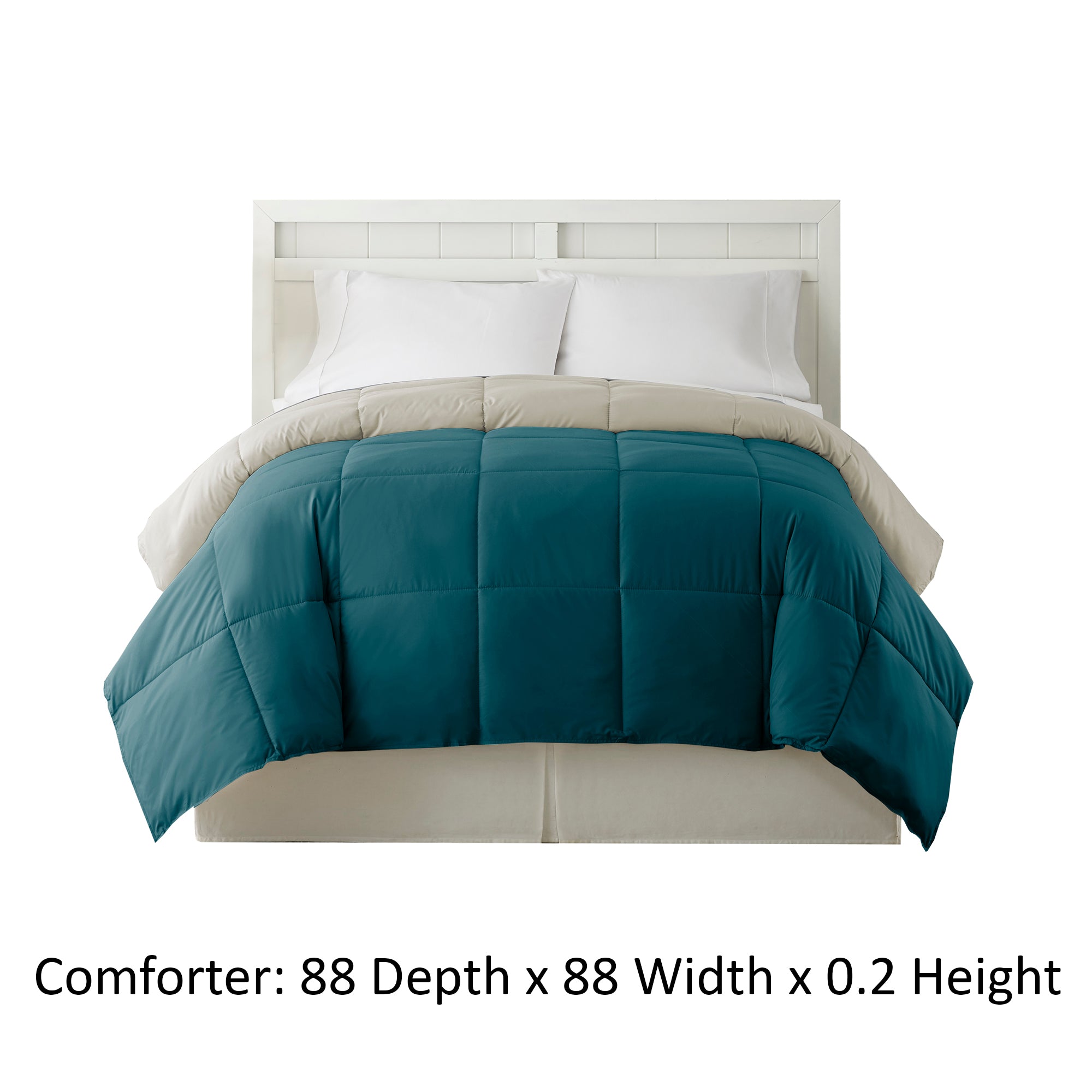Genoa Queen Size Box Quilted Reversible Comforter The Urban Port Blue And Gray-zoom-4