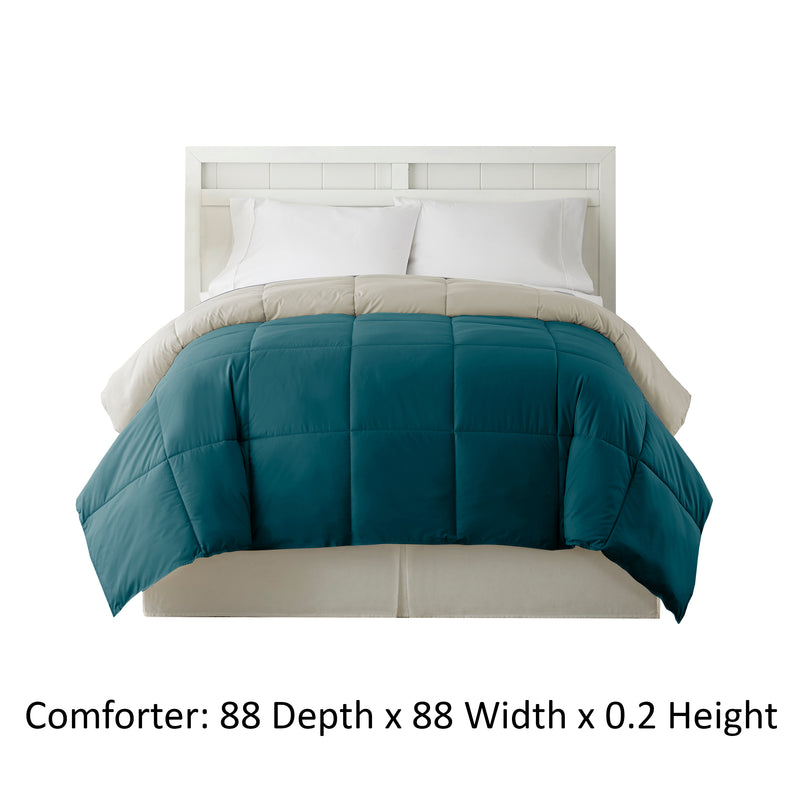 Genoa Queen Size Box Quilted Reversible Comforter The Urban Port Blue And Gray-zoom-