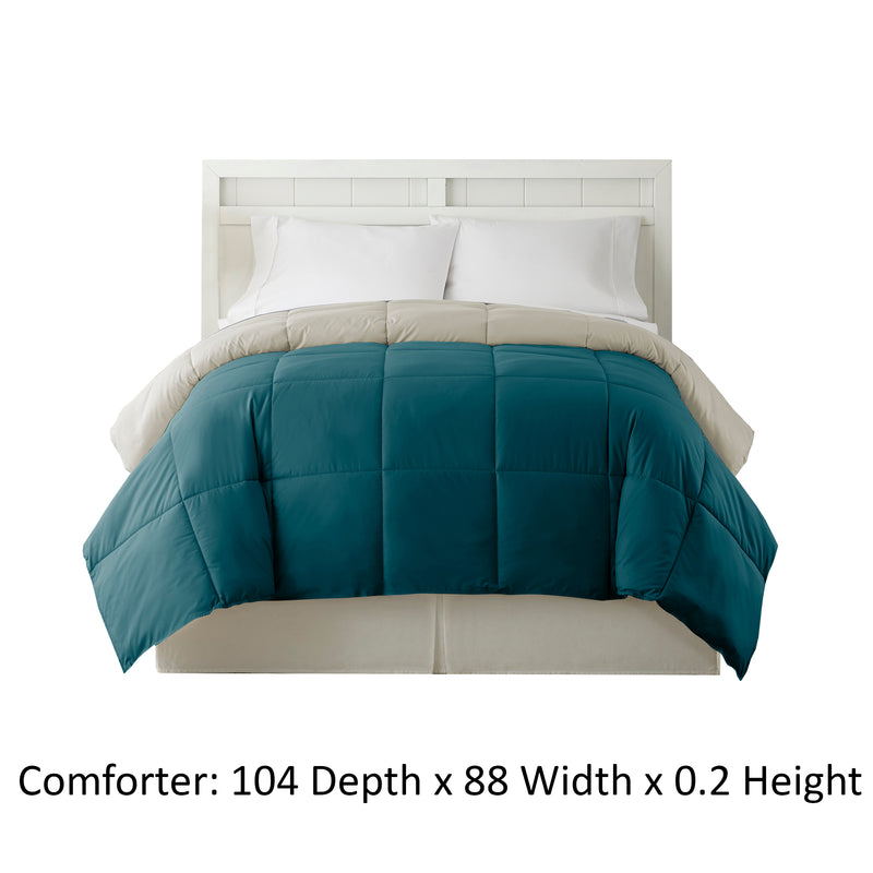 Genoa King Size Box Quilted Reversible Comforter The Urban Port Blue And Gray-zoom-