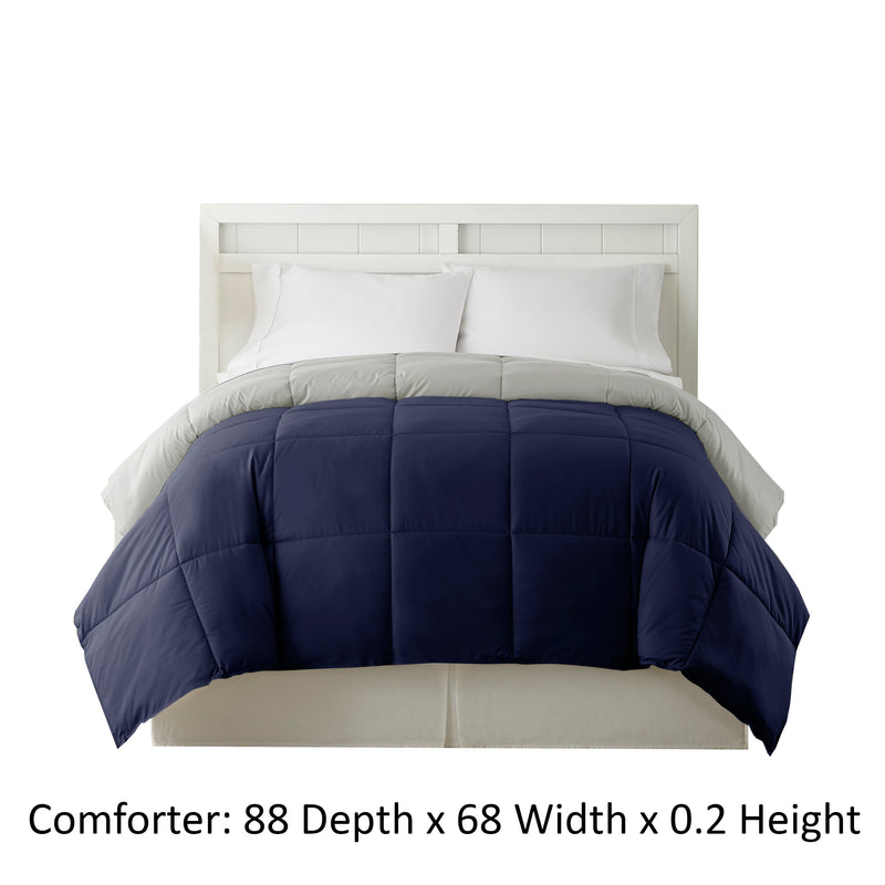 Genoa Box Quilted Twin Size Reversible Comforter The Urban Port Silver And Blue-zoom-