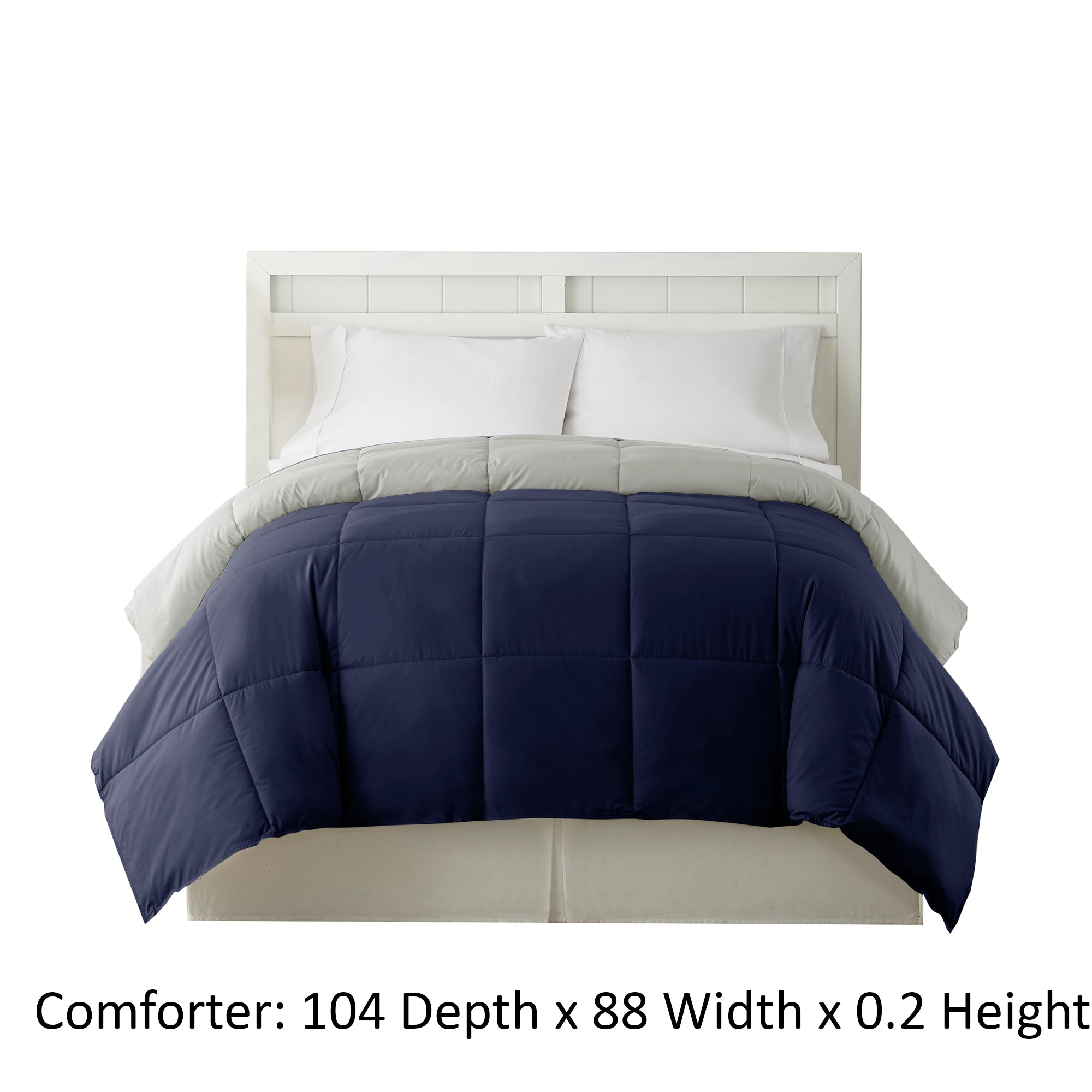 Genoa King Size Box Quilted Reversible Comforter The Urban Port Silver And Blue-zoom-4