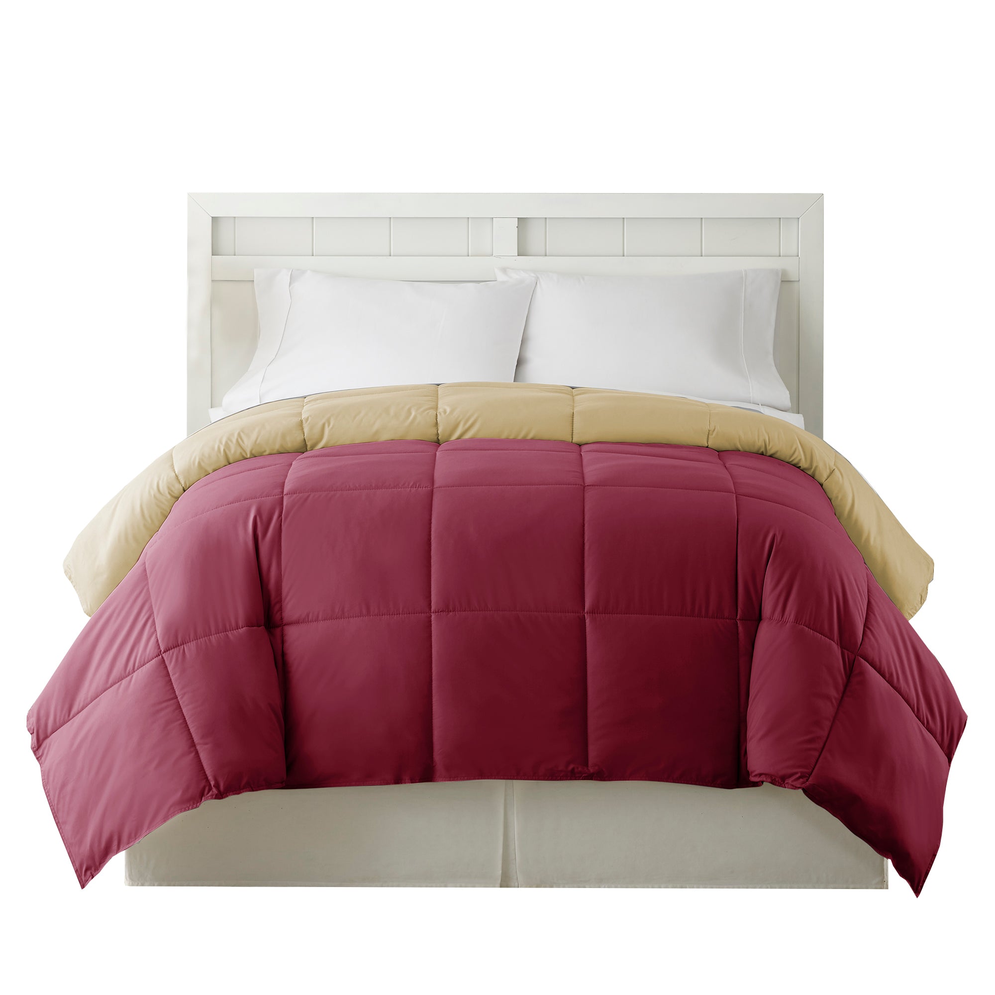 Genoa Queen Size Box Quilted Reversible Comforter The Urban Port Pink And Beige-zoom-2