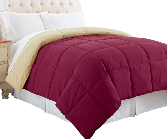 Genoa Queen Size Box Quilted Reversible Comforter The Urban Port Pink And Beige