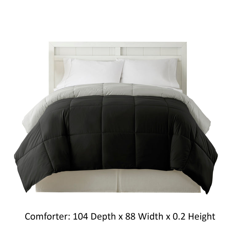 Genoa King Size Box Quilted Reversible Comforter The Urban Port Black And Silver-zoom-