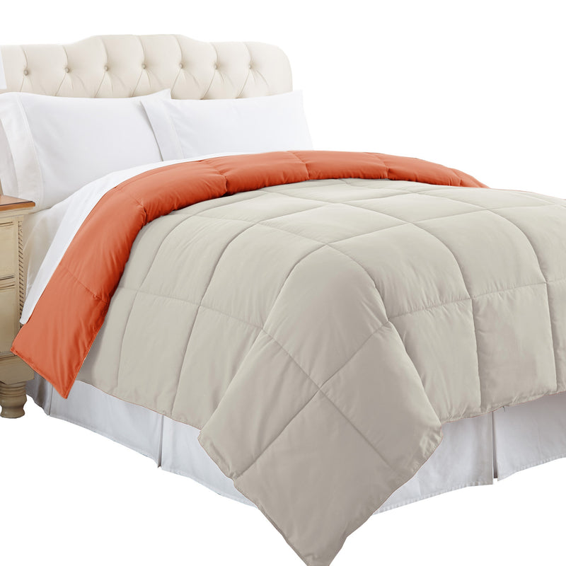 Genoa Twin Size Box Quilted Reversible Comforter The Urban Port Orange And Gray-zoom-