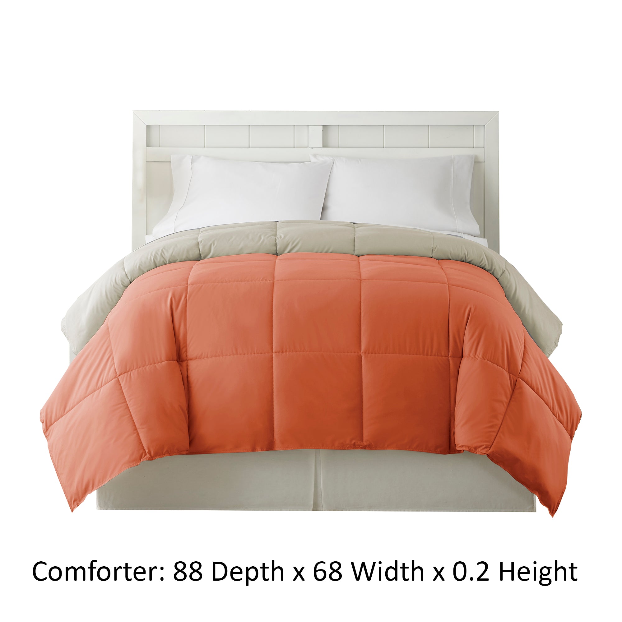 Genoa Twin Size Box Quilted Reversible Comforter The Urban Port Orange And Gray-zoom-4
