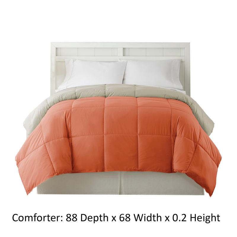 Genoa Twin Size Box Quilted Reversible Comforter The Urban Port Orange And Gray-zoom-