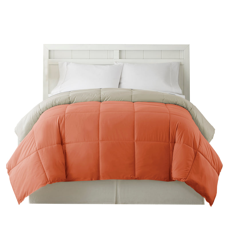 Genoa Queen Size Box Quilted Reversible Comforter The Urban Port Orange And Gray-zoom-