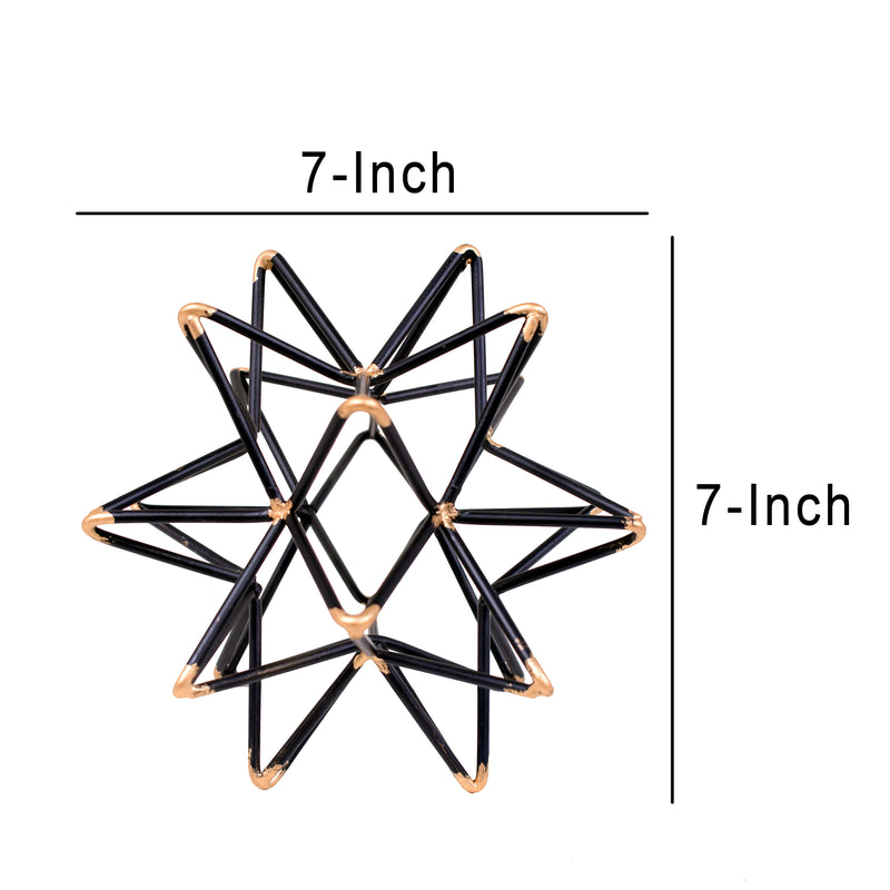 Intersecting Iron Wire Star Decor With Accented Joints Black And Gold-zoom-