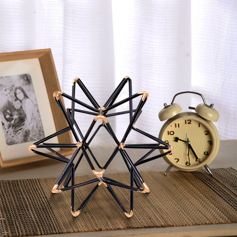 Intersecting Iron Wire Star Decor With Accented Joints Black And Gold-zoom-