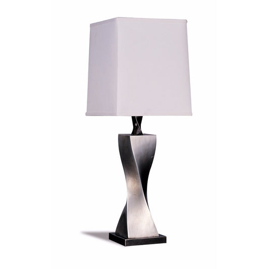 Square Shade Twist Table Lamp White & Silver Set of 2