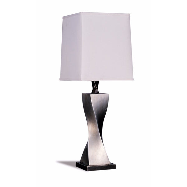 Square Shade Twist Table Lamp White & Silver Set of 2