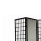Wooden Grid Frame 3 Panel Room Divider with Mirror, Black and White